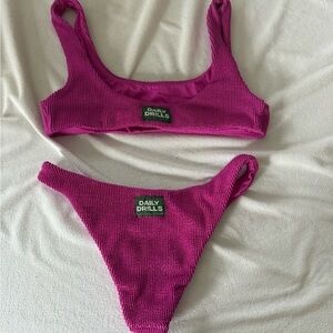 Daily Drills Fuchsia Bikini Set